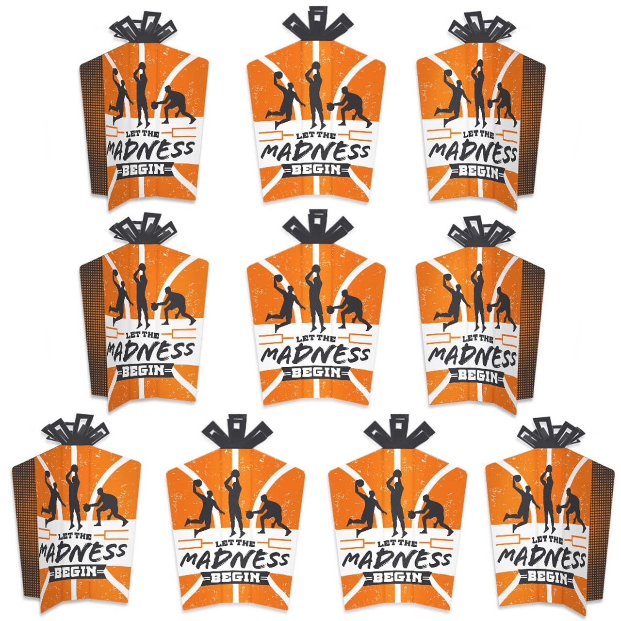 Big Dot of Happiness Basketball - Let The Madness Begin - Table Decorations - College Basketball Party Fold and Flare Centerpieces - 10 Count